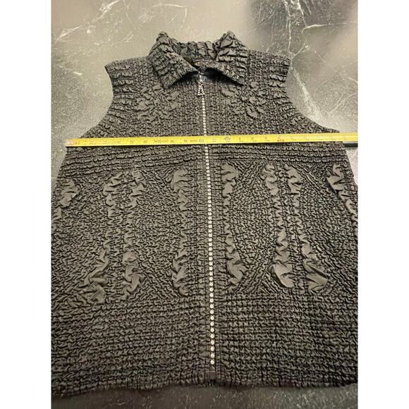Jerry T Black ruched vest with rhinestone detail zipper XL - Picture 11 of 15